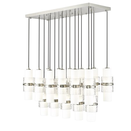 Z-Lite Cayden Linear Chandelier, 17-Light, 18 In.W x 42 In.L x 16.75 In.H, Brushed Nickel/Clear 1946P-17L-BN